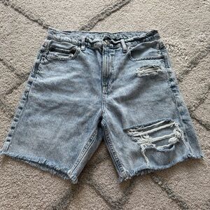 American Eagle denim jean shorts Bermuda skater shorts high rise longer modest 6